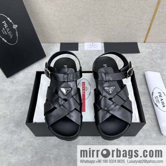 wsxc1719230012005_1-800x800j1z01w4f2pj70655_20250630143130.jpg ๐๐P\'s new Prada * Prada-da, new men\'s leather cross-woven sandals