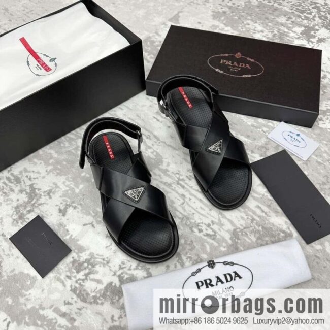 wsxc1719230017227_0-800x800a3kxcdmi3iz70616_20250630143011.jpg ๐๐P home new product PRAD */Prada, new men\'s cross Velcro sandals