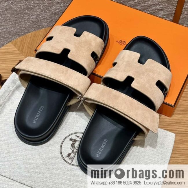 wsxc1719407813640_0-800x800zu3j0sdc5vp61962_20250630020822.jpg HERMES 225 CHYPRE SANDAL uncle shoes, suede/Chamois leather marble beige/Cream-coloured