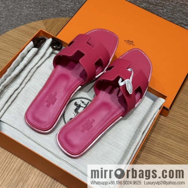 wsxc1719407915630_0-800x800woajmvxlabt61923_20250630020759.jpg HERMES 181 Oran sandals, palm print cowhide/Epsom rose red/Rose red