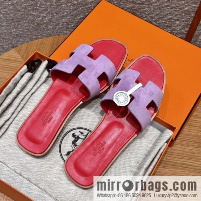 wsxc1719408264099_0-800x800itjajhsj4cz61884_20250630020738.jpg HERMES 181 Oran sandals, suede/Chamois leather purple/purple