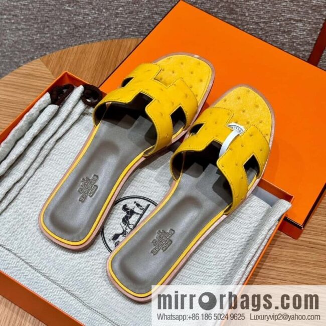 wsxc1719408367079_0-800x800vdx0hryblal61851_20250630020717.jpg HERMES 181 Oran sandals, ostrich π¦/Ostrich amber yellow/9D/Jauen ambre