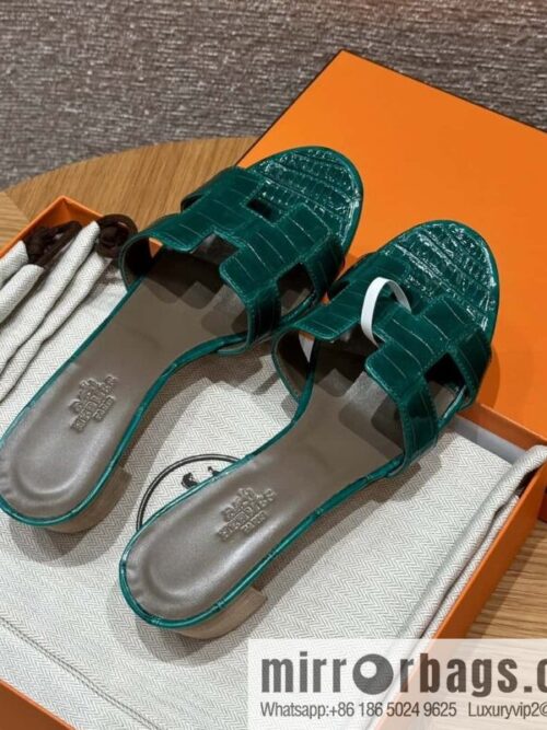 wsxc1719409323550_0-800x8001ry5wstqwj561659_20250630020523.jpg HERMES 185 Oasis high heel sandals alligator/crocodile 🐊 emerald green/6Q/Vert Emeraude