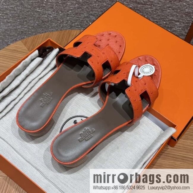 wsxc1719409633540_0-800x800j4142ph2lao61545_20250630020414.jpg HERMES 185 Oasis High Heel Sandals, Ostrich π¦/Ostrich Orange/93/Orange