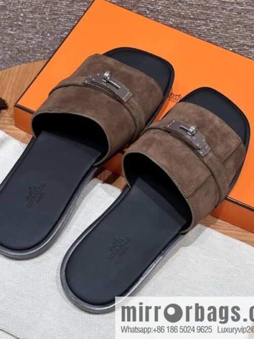 wsxc1719495462053_0-800x800mg0wigkrsi451455_20250630003232.jpg HERMES 183 GABRIEL Men\'s sandals, suede/Chamois leather brown/brown