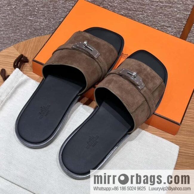 wsxc1719495462053_0-800x800mg0wigkrsi451455_20250630003232.jpg HERMES 183 GABRIEL Men\'s sandals, suede/Chamois leather brown/brown