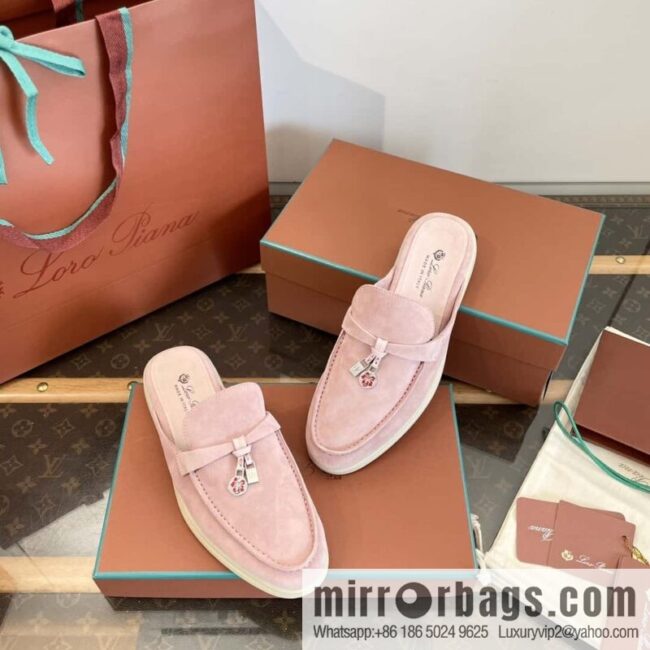 𝐋𝐨𝐫𝐨 𝐏𝐢𝐚𝐧𝐚||𝟐𝟎𝟐𝟒 Nuo Yupia 𝐬𝐮𝐦𝐦𝐞𝐫 𝐰𝐚𝐥𝐤 Holiday Series Light Peony Powder One Pedal Muller Half-tray Shoes