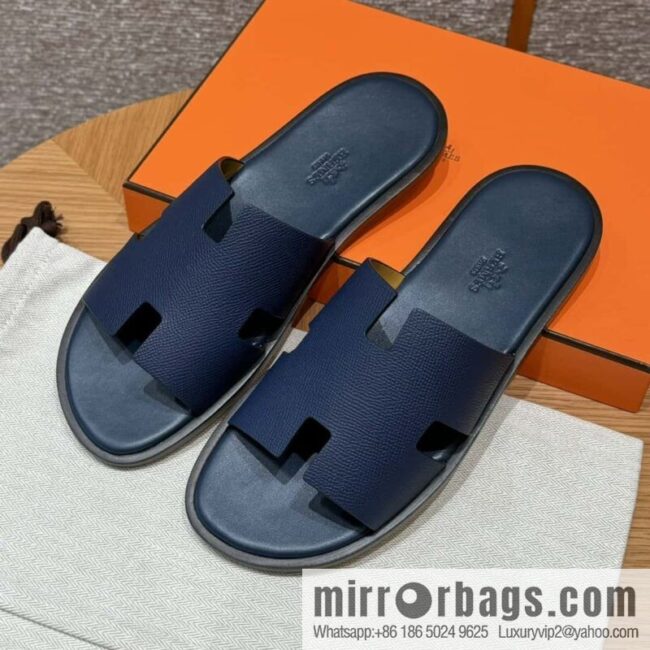 wsxc1720025394230_0-800x800tw0wz5t5zye50881_20250630002703.jpg HERMES 182 Men\'s slippers Palm print calfskin/Epsom/Calfskin blue/Army blve