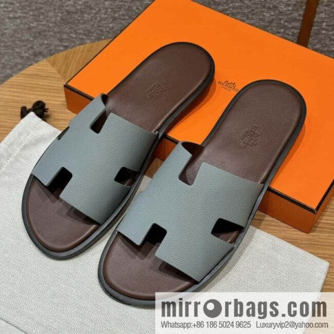 wsxc1720025484206_6-800x8003jfihe2izqj50861_20250630002648.jpg HERMES 182 Men\'s slippers Men\'s slippers Palmprint Calfskin/Epsom/Calfskin/Glacier ash