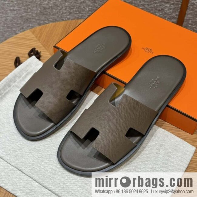 wsxc1720026327092_0-800x800ucecudxeiaa50761_20250630002551.jpg HERMES 182 Men\'s slippers Men\'s slippers Palmprint Calfskin/Epsom/Calfskin Elephant Grey/ck18/Etoupe