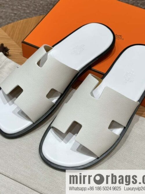 wsxc1720026709411_8-800x800gzvjna240io50662_20250630002454.jpg HERMES 182 Men\'s slippers Palm print/Epsom pure white/01/Blanc