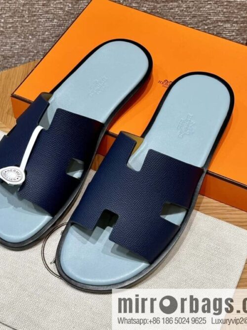 wsxc1720026910127_3-800x8001sczksil4ww50623_20250630002433.jpg HERMES 182 -Lzmir Men\'s slippers Men\'s slippers, cowhide/Epsom Navy/7U/Blue Navy/with macaron feet