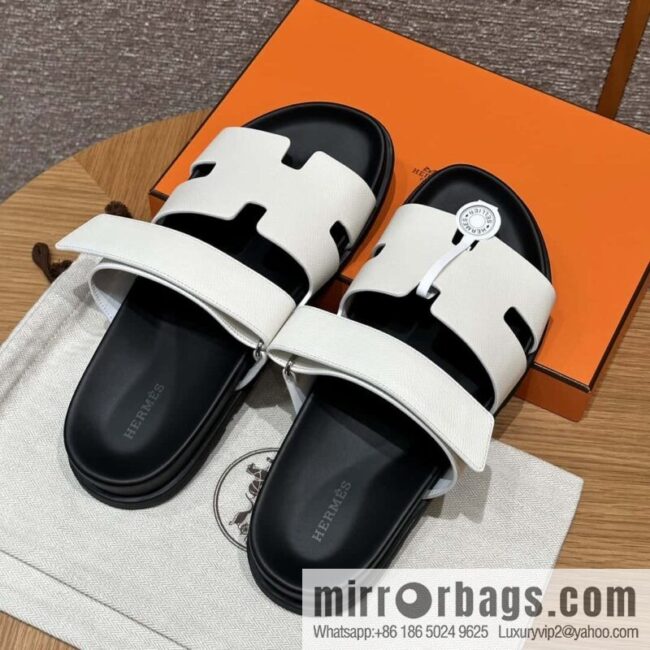 wsxc1720285607523_0-800x800qu2kfzdk5cp50320_20250630002117.jpg HERMES 180 CHYPRE SANDAL uncle shoes, palm print/Epsom pure white/Blanc
