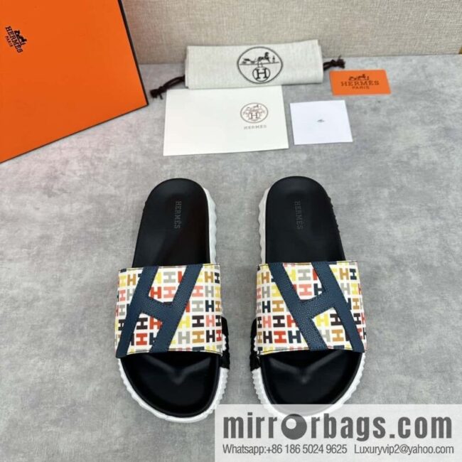 💋💍 H new cross slippers Hermès * Hermès-Shi, the latest classic men\'s Electric slippers