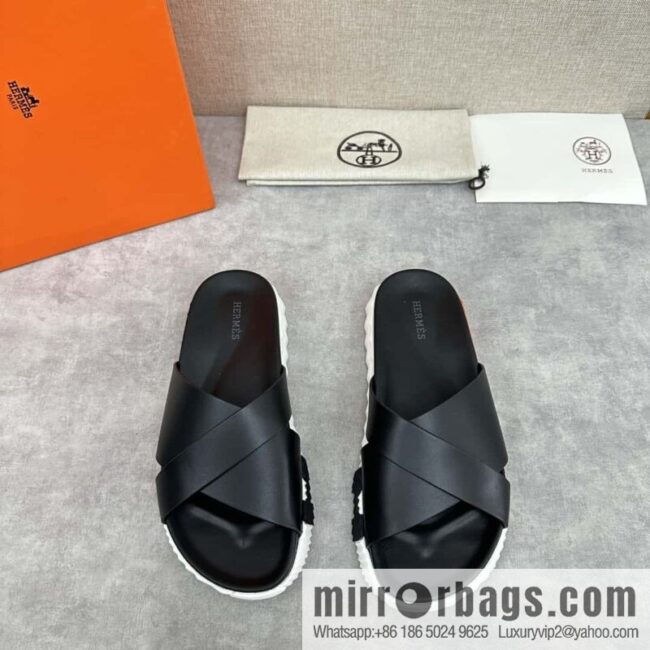 💋💍 H new cross slippers Hermès * Hermès-Shi, the latest classic men\'s Electric slippers