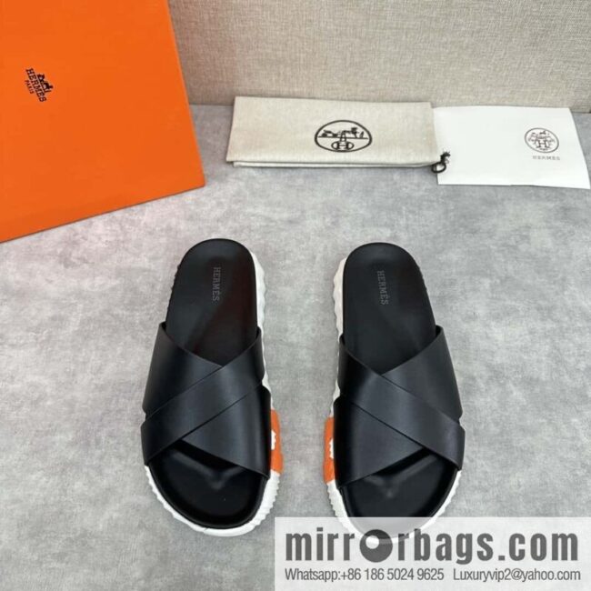 💋💍 H new cross slippers Hermès * Hermès-Shi, the latest classic men\'s Electric slippers