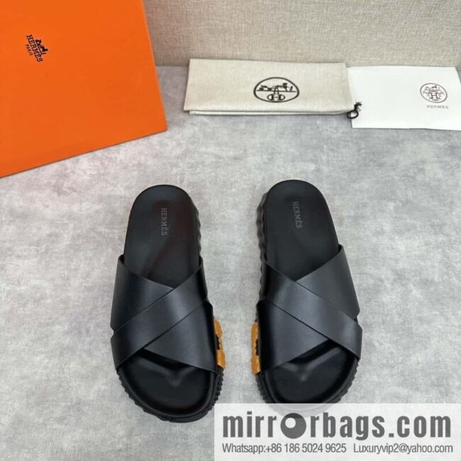 💋💍 H new cross slippers Hermès * Hermès-Shi, the latest classic men\'s Electric slippers