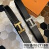 HERMES men\'s 3.8cm stainless steel inlaid diamond metal buckle with first-layer cowhide double-sided belt