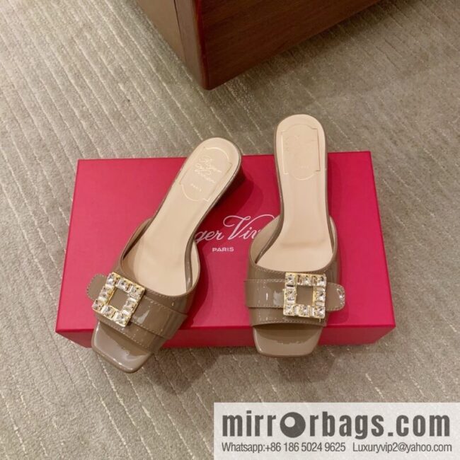 [Roger Vivier purchasing level] Muller sandals Très Vivier series RV diamond buckle Muller thick heel slippers