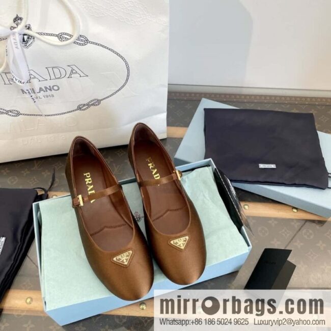 PRADA Silk satin flat, Mary Jane ballet shoes