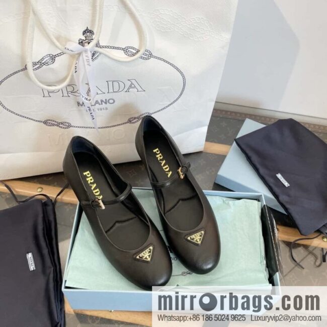 PRADA Silk satin flat, Mary Jane ballet shoes