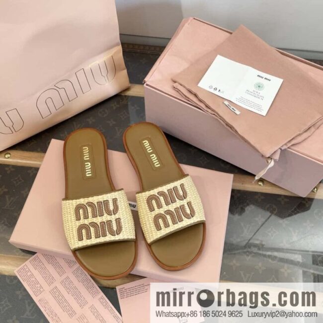 Miao Miao | | Spring and summer raffia woven alphabet slippers