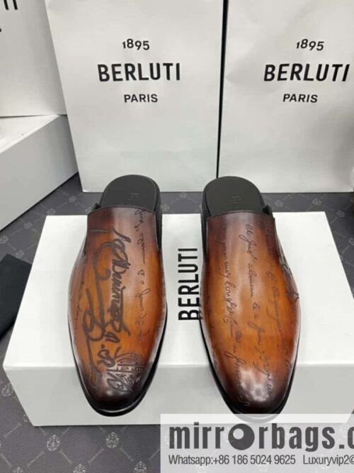 Berluti official website hot sale new tattoo half drag men\'s shoes CYRUS OMAN leather shoes