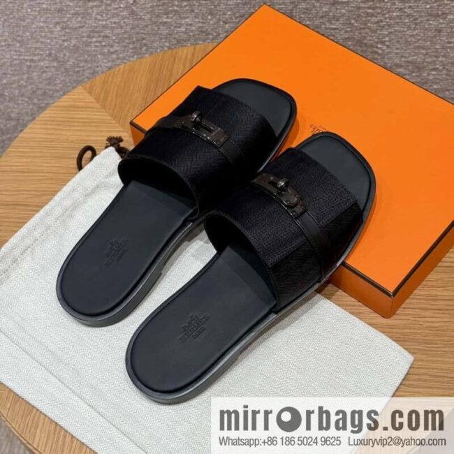 wsxc1722528722753_0-800x800wgqnjex14pb12188_20250625042827.jpg HERMES 183 GABRIEL men\'s sandals, black/ck89/Black calfskin/calfskin