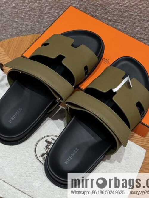 wsxc1724260365763_0-800x8004uq3w4jwbbw11127_20250625041752.jpg HERMES 180 CHYPRE SANDAL uncle shoes, army green/army green lambskin/Natural lambskin lininh