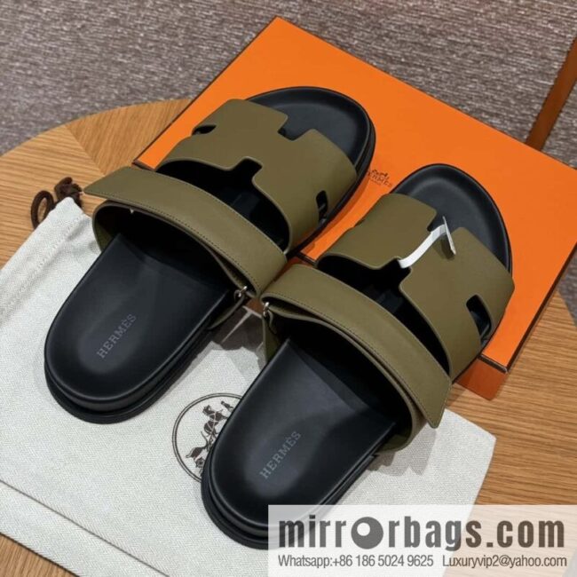wsxc1724260365763_0-800x8004uq3w4jwbbw11127_20250625041752.jpg HERMES 180 CHYPRE SANDAL uncle shoes, army green/army green lambskin/Natural lambskin lininh