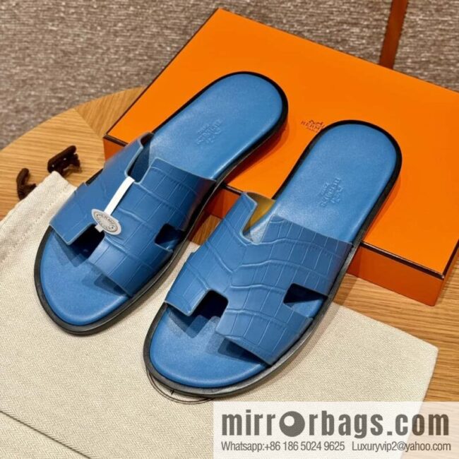 wsxc1725288314275_0-800x800pxx2rk4iai211083_20250625041727.jpg HERMES 182 -Lzmir Men\'s slippers, Florida blue/OF/with blue feet