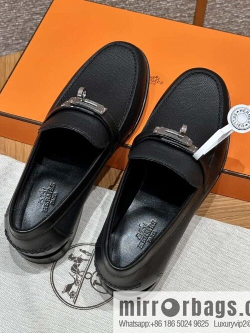 wsxc1725289316117_0-800x8001zbqsueovwq10927_20250625041601.jpg HERMES 227Destin loafers, black/ck89/noir palm-print calfskin/Epsom/Calfskin