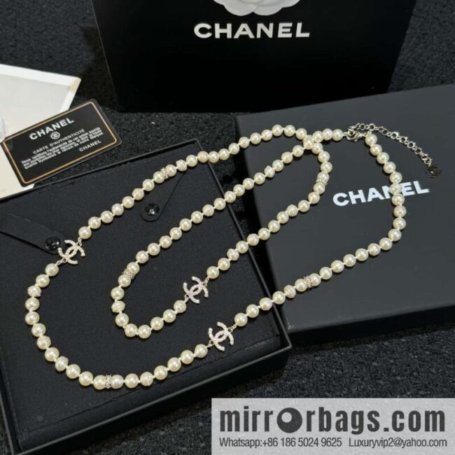 ❗️New ❗️☀️ New ☑️ Chanel 3 Double C Pearl Sweater Chain Necklace
