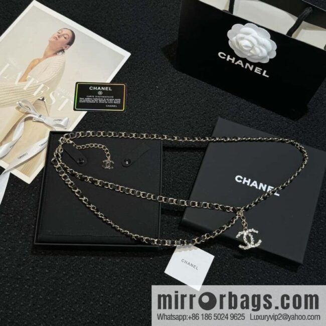 ❗️New ❗️ ☀️ New ☑️ Chanel Double C Black Leather Rope Belt Waist Chain ☀️
