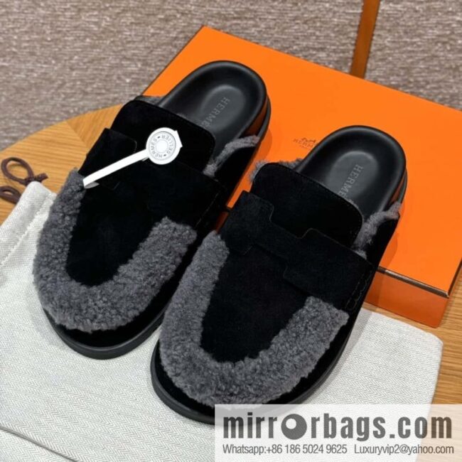 wsxc1727189216264_0-800x800nr5lyoaak3210801_20250625041450.jpg HERMES 190 Go Muller shoes, black/Noir suede calf leather/Suede calf leather