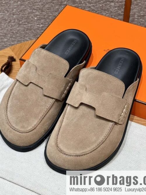 wsxc1727189451222_0-800x80031hfkyafyzr10719_20250625041417.jpg HERMES 190 Go Mueller shoes, sandy beige/Beige Sable suede calf leather/Suede calf leather