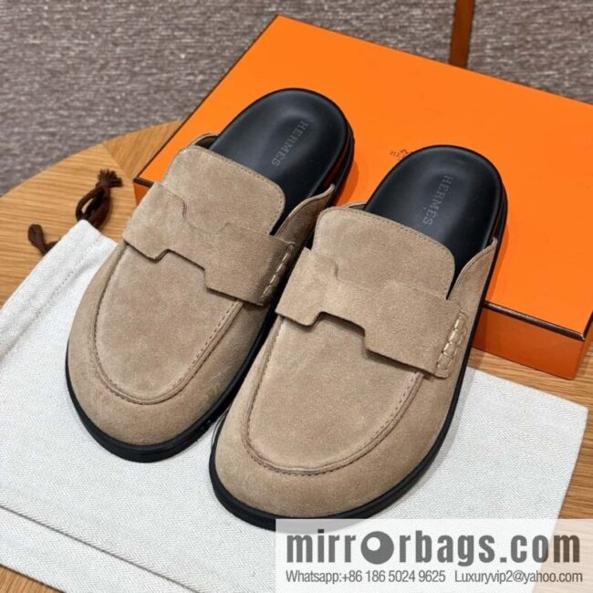 wsxc1727189451222_0-800x80031hfkyafyzr10719_20250625041417.jpg HERMES 190 Go Mueller shoes, sandy beige/Beige Sable suede calf leather/Suede calf leather