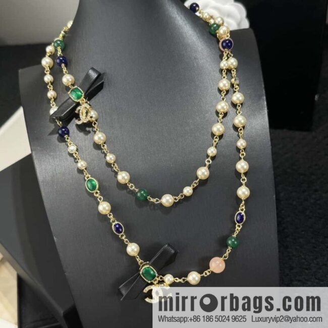 ❗️New ❗️☀️ New ☑️ Chanel Emerald Bow Long Necklace Sweater Chain ☀️