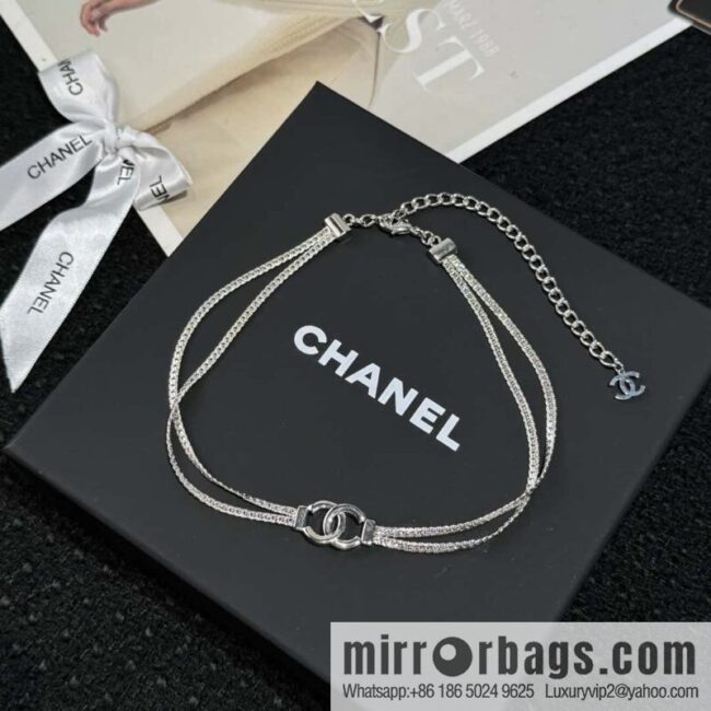 ❗️New ❗️ ☀️ New ☑️ Chanel Silver Double C Double Snake Bone Chain Necklace ☀️