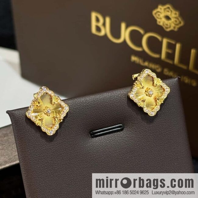 ❗️New ❗️ ☀ original order, Buccellati retro court style laser four-leaf clover earrings earrings earshot ☀️