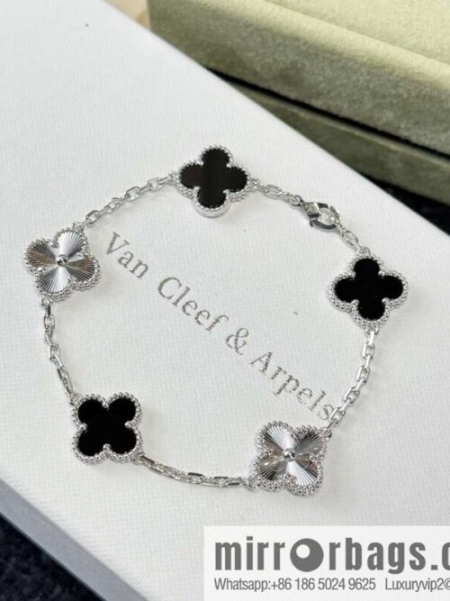 wsxc1730369336121_3-800x800g4efjc3sykw29851_20250626020600.jpg ❗️CNC version ❗️ ☀️ Van Cleef & Arpels spaced laser black agate four-leaf clover five-flower bracelet ☀