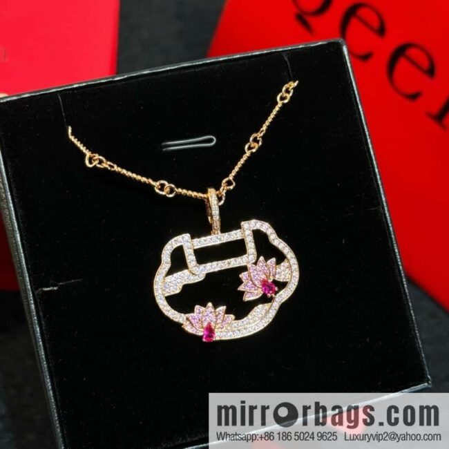 ❗️New ❗️ ☀️ Original ☀️ Qeelin Kirin Yu Yi Flower Moon Ruyi Lotus Necklace ☀️