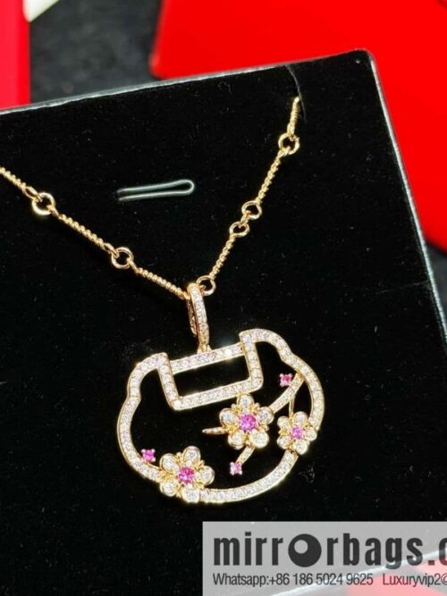 wsxc1732542958279_0-800x800ws10yckjodl29481_20250626015628.jpg ❗️New ❗️ ☀️ Original ☀️ Qeelin Kirin Yu Yi Flower Moon Ruyi Cherry Blossom 🌸 Necklace ☀️