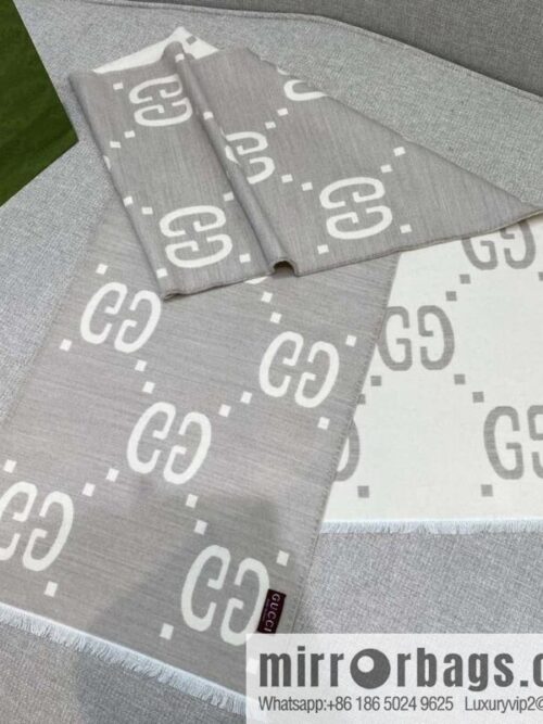 wsxc1733503203014_6-800x800mysiu2p1isc6750_20250625125800.jpg GUCCI GG24 new color * \"GG jacquard wool silk blended scarf\" milk 🥛 gray