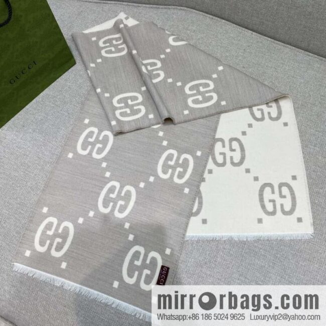 wsxc1733503203014_6-800x800mysiu2p1isc6750_20250625125800.jpg GUCCI GG24 new color * \"GG jacquard wool silk blended scarf\" milk π₯ gray