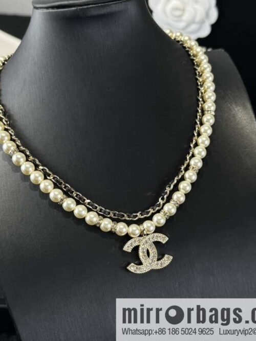 wsxc1734451331917_0-800x800hrym4u1iys129185_20250626014810.jpg ☀️New ☑️ Chanel Double C Double Pearl Black Leather Rope Necklace