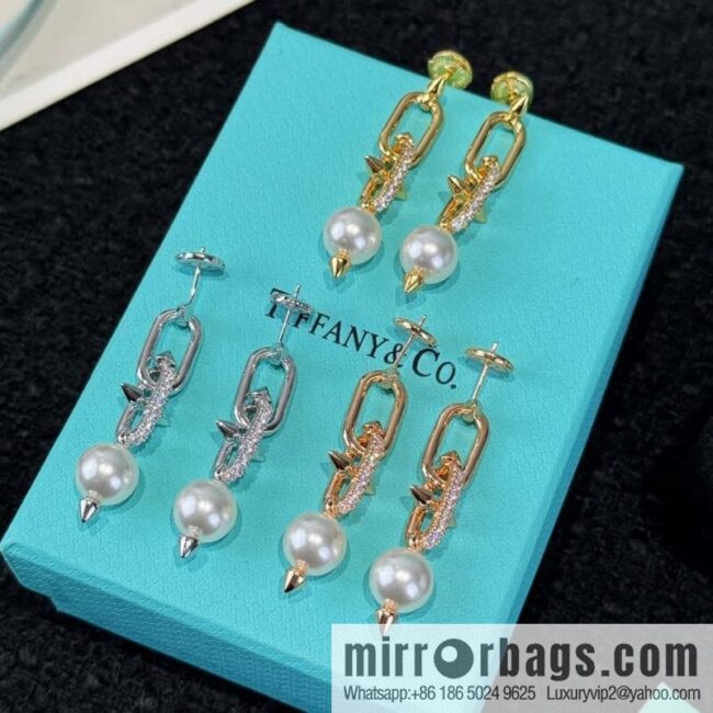 ❗️New ❗️ ☀️ Tiffany & co Tiffany Titan Jewelry Collection Tiffany Titan by Pharrell Williams Trident Pearl Stud Earrings ☀️