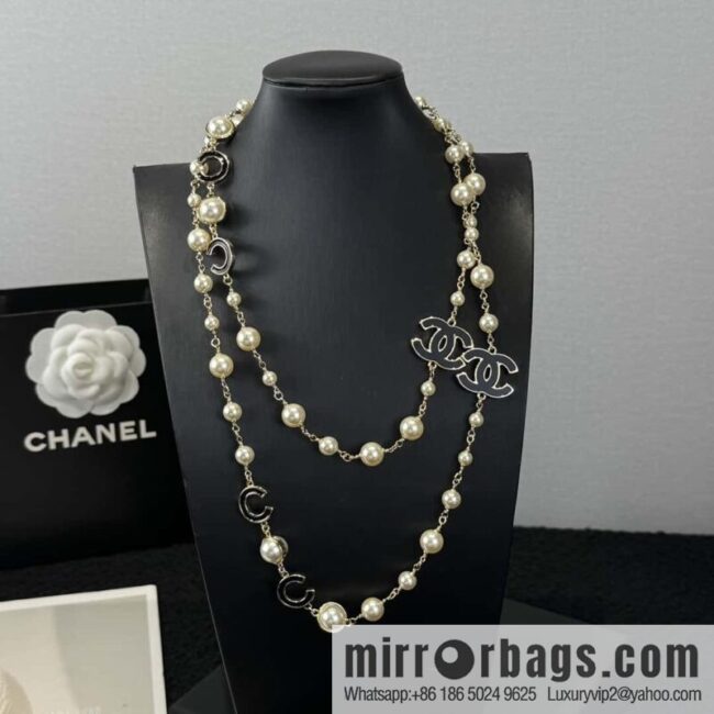 ❗️New ❗️☀️ new ☑️ Chanel double c pearl coco necklace sweater chain ☀️