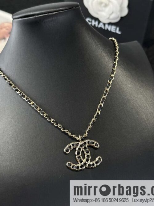 wsxc1734964231952_0-800x800yubkpahjau117948_20250625200249.jpg ❗️New ❗️☀️ New ☑️ Chanel Double C Black Leather Rope Necklace ☀️