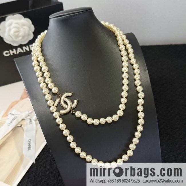❗️New ❗️ ☀️ New ☑️ Chanel Double C Pearl Necklace Sweater Chain ☀️
